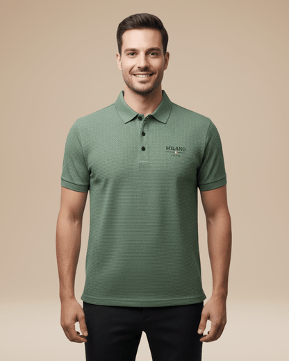 Polo Uomo Elegante in Nido d'Ape Traspirante Stile Italiano