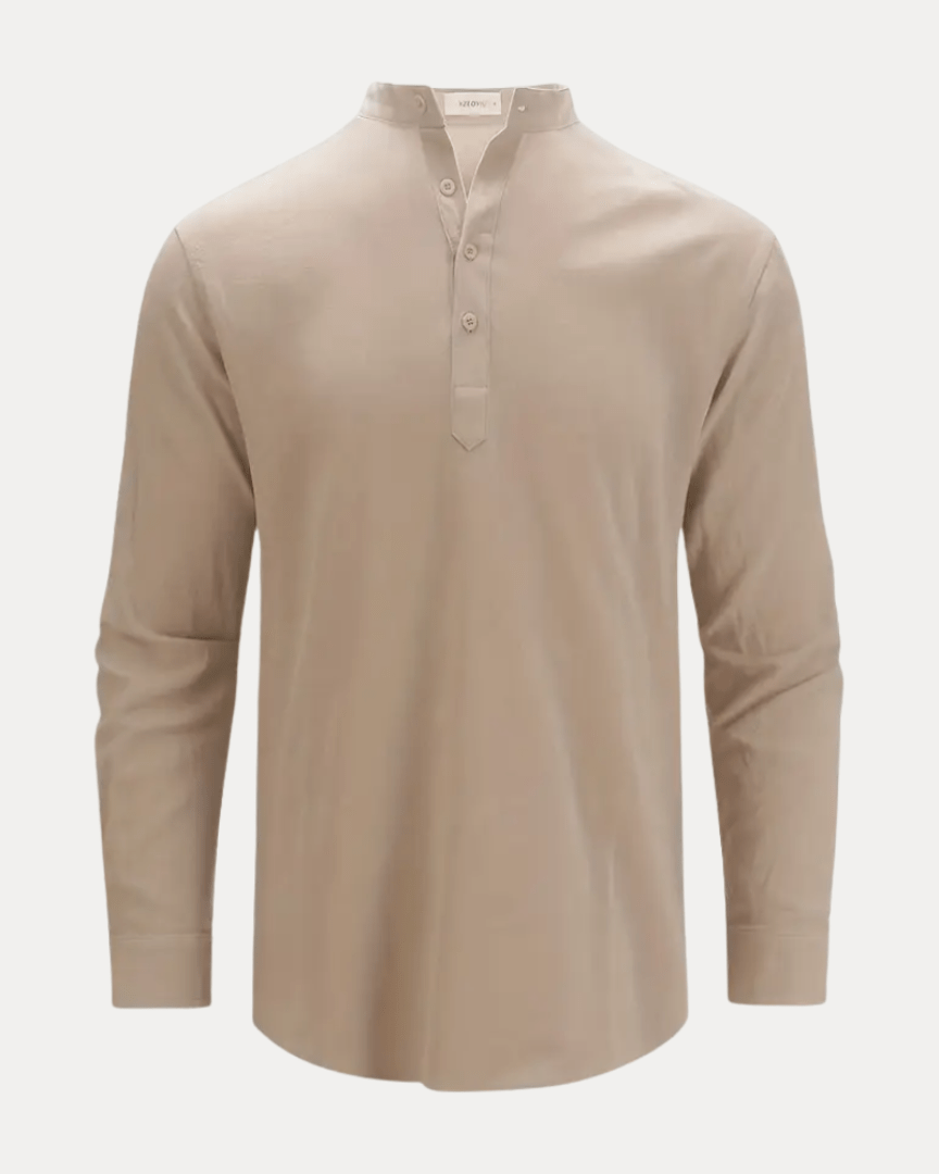Camicia Henley Uomo in Misto Lino Traspirante Fresca