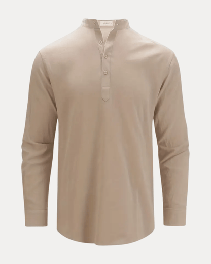 Camicia Henley Uomo in Misto Lino Traspirante Fresca
