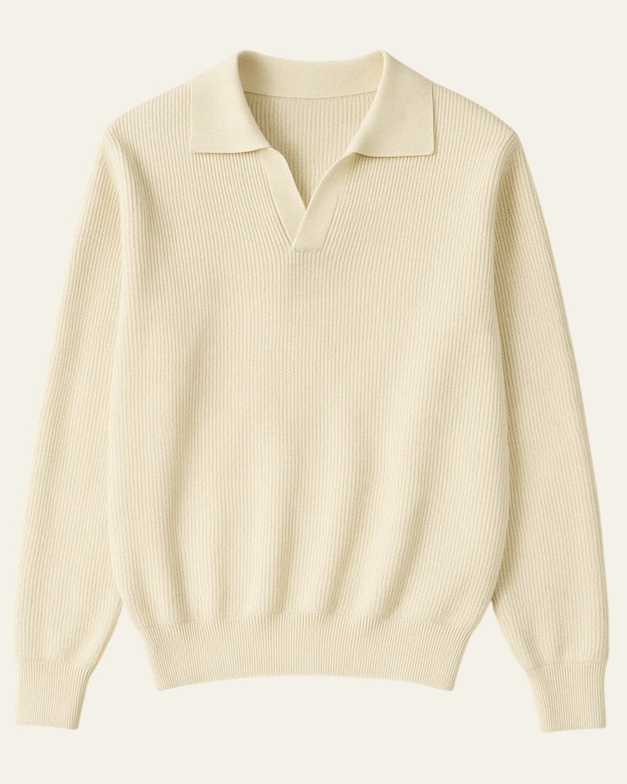 Polo Uomo in Maglia Scollo a V Poliestere Texture Lanuginosa