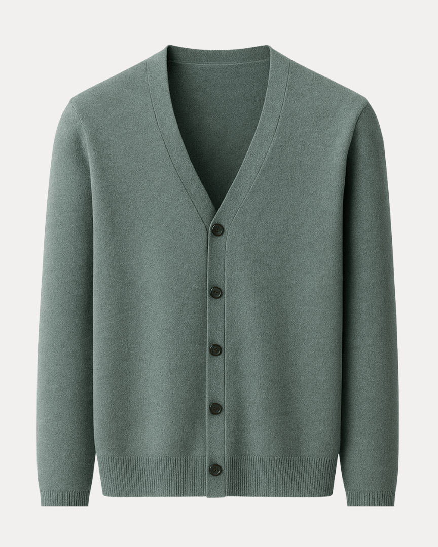 Cardigan Uomo Misto Cashmere Scollo a V Bottoni Elegante