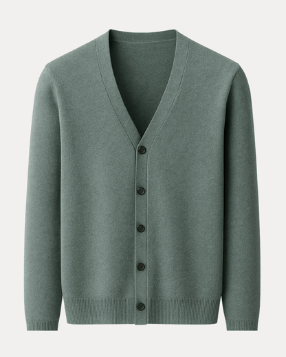 Cardigan Uomo Misto Cashmere Scollo a V Bottoni Elegante