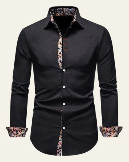 Camicia Uomo a Bottoni Bordo a Contrasto Sartoriale