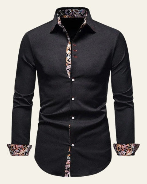 Camicia Uomo a Bottoni Bordo a Contrasto Sartoriale