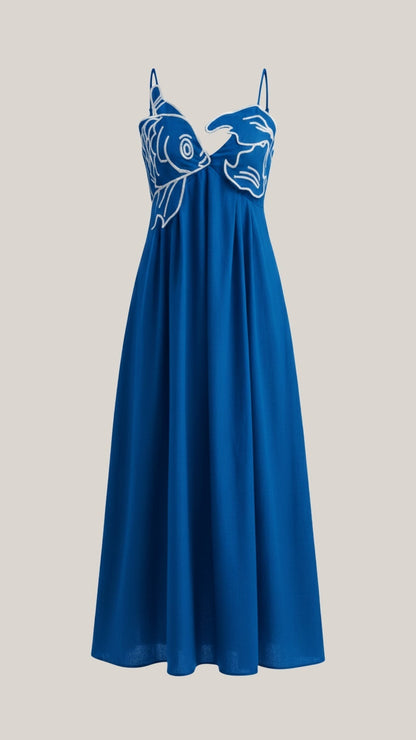 Abito Lungo Donna Ricamato Boho