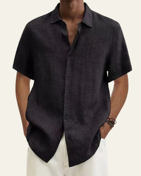 Camicia Uomo Maniche Corte Leggera in Lino Ecologico Estiva