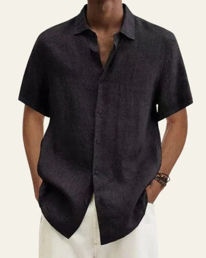 Camicia Uomo Maniche Corte Leggera in Lino Ecologico Estiva