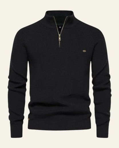 Maglione Uomo con Zip Collo Alto Maglia a Coste Raffinato