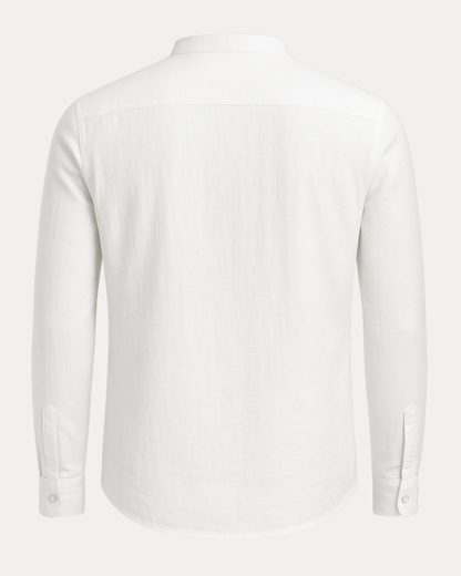 Camicia Uomo Collo Coreana in Misto Lino Cotone Traspirante