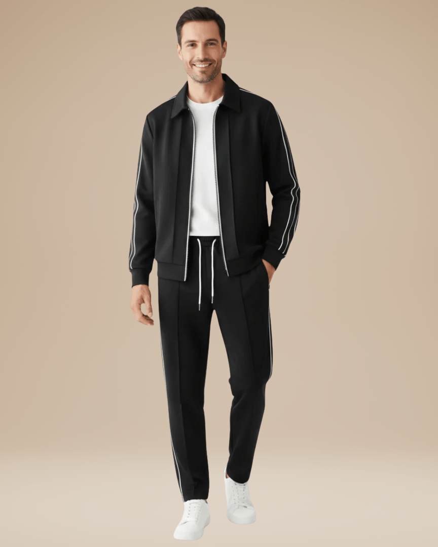 Set Sportivo Uomo Giacca con Zip Frontale Colletto Classico