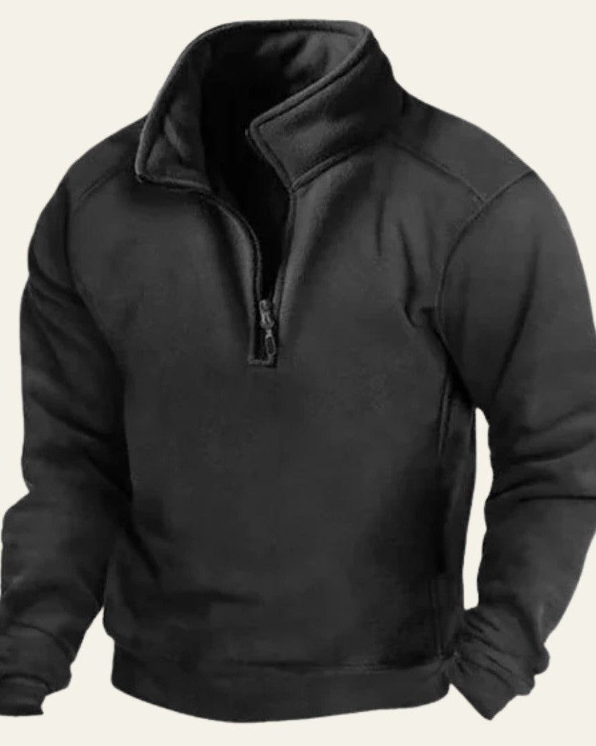 Maglione Uomo con Zip a Metà Texture Fleece Leggera Comodo
