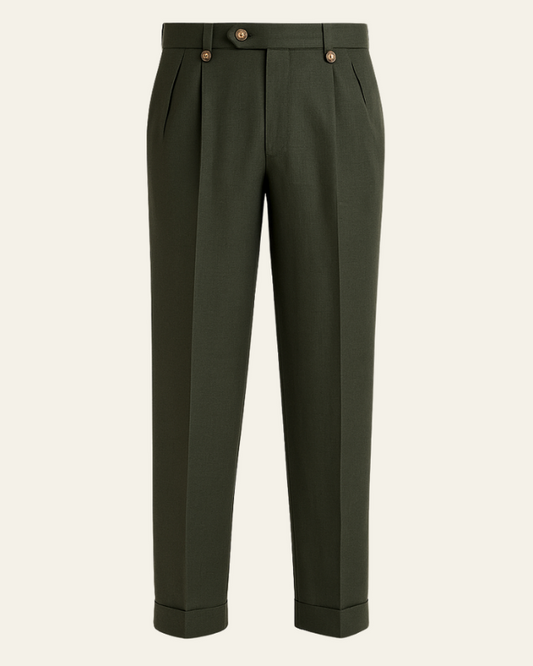 Pantaloni Uomo a Pieghe in Lino e Cotone