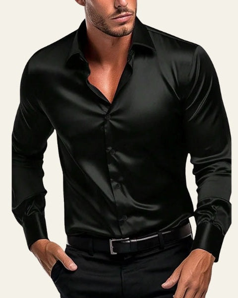 Camicia Uomo Satinata Maniche Lunghe Superficie Lucida