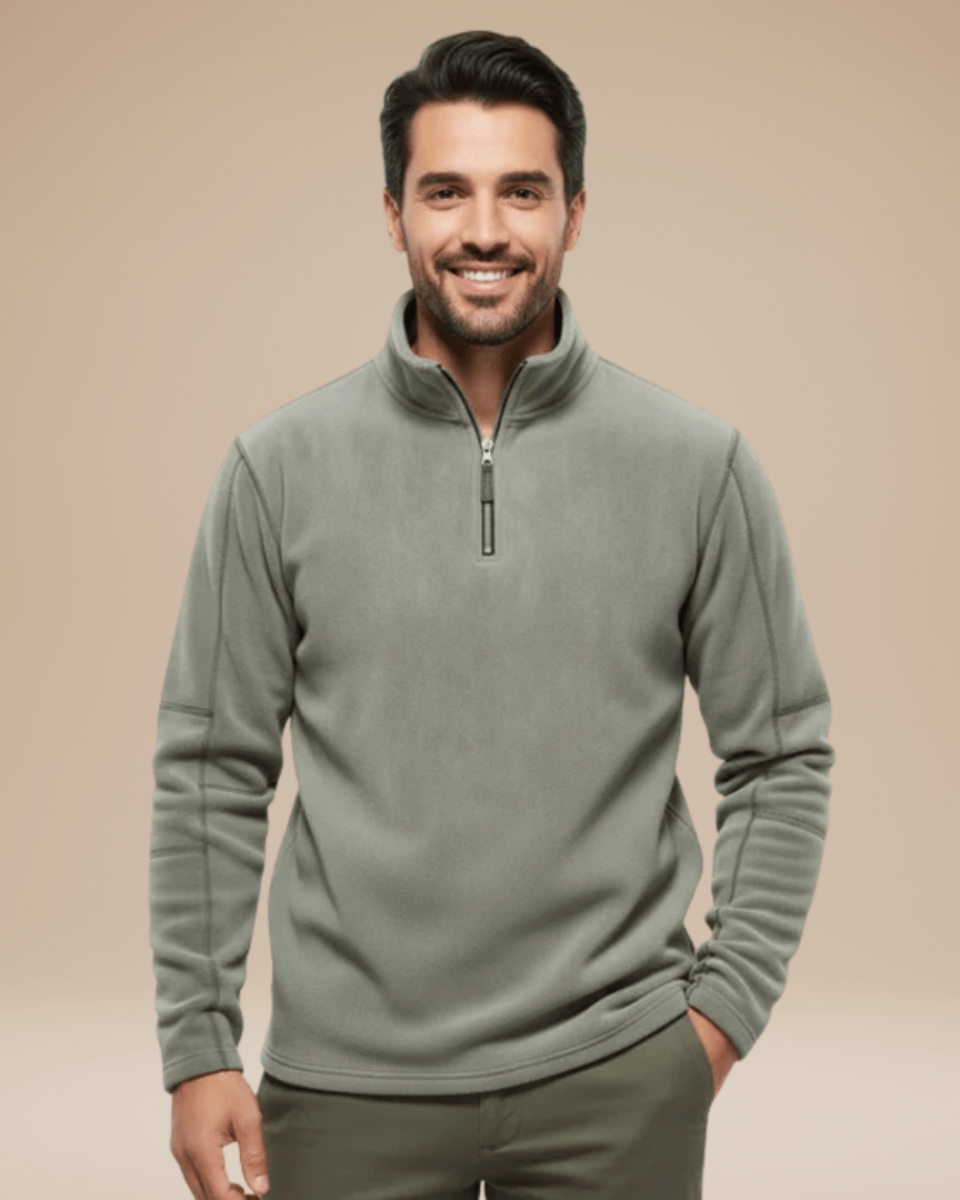 Maglione Uomo in Pile con Mezza Zip Caldo Leggero Outdoor