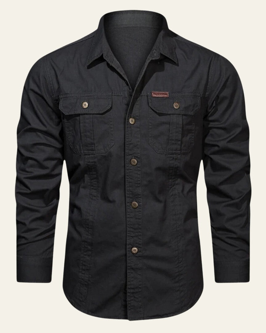 Camicia Uomo con Tasche sul Petto Trama Strutturata Curata