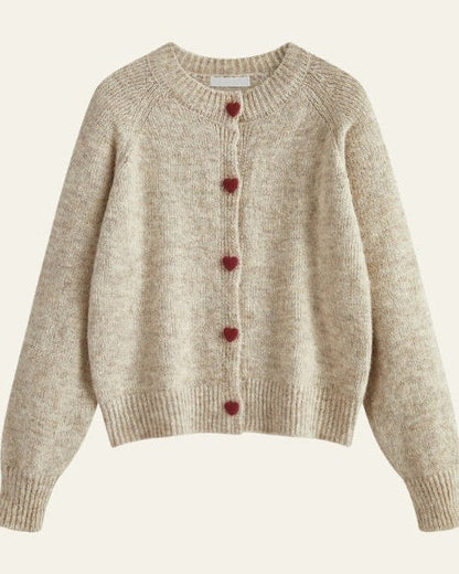 Cardigan Donna in Misto Lana con Bottoni a Cuore