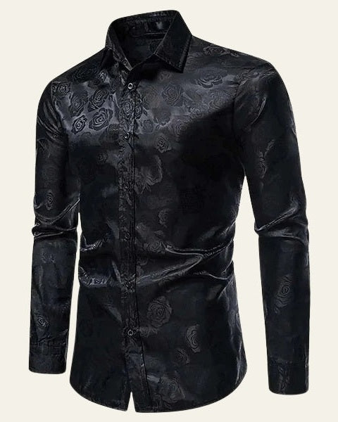 Camicia Uomo Jacquard Floreale Lucida