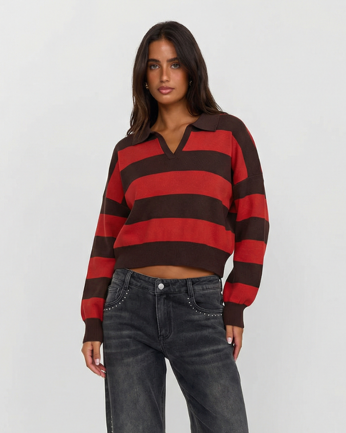 Maglione Crop Donna a Righe