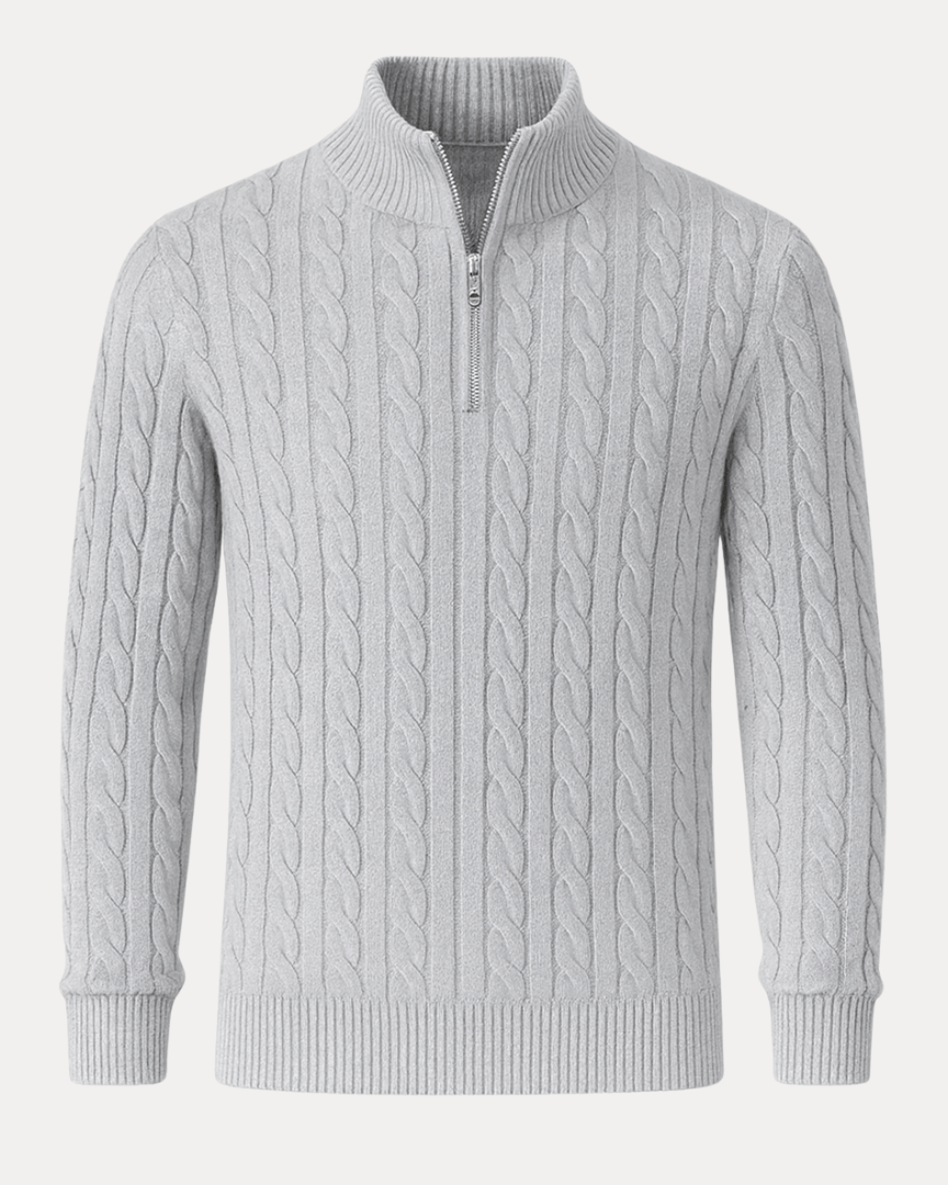 Maglione Uomo a Treccia con Mezza Zip Comfort Versatile