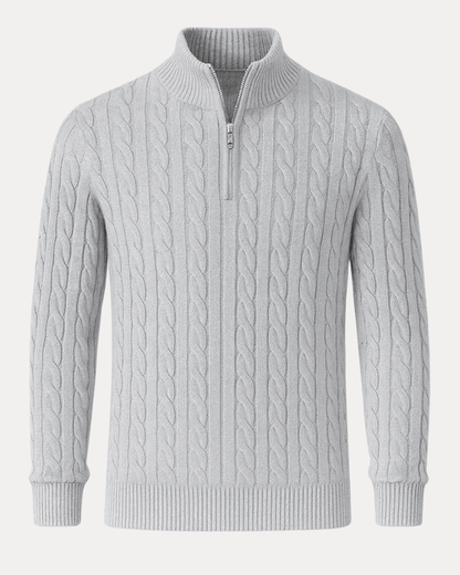 Maglione Uomo a Treccia con Mezza Zip Comfort Versatile