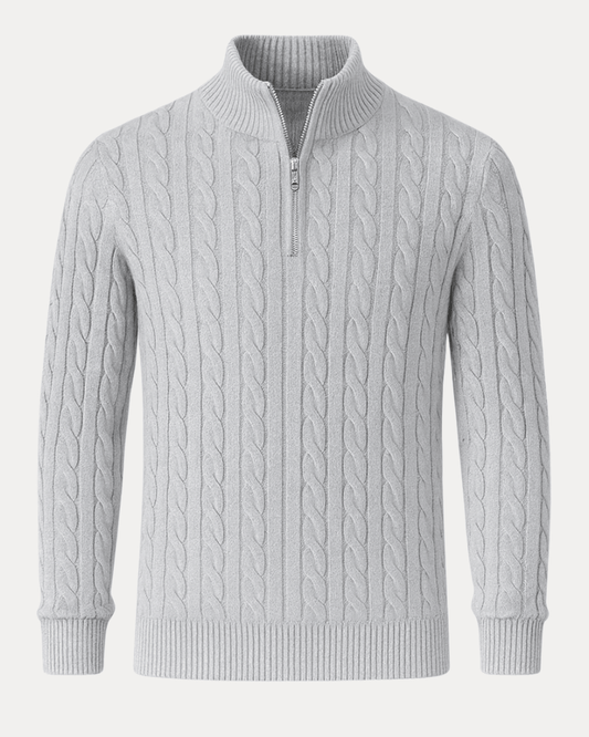 Maglione Uomo a Trecce con Mezza Zip