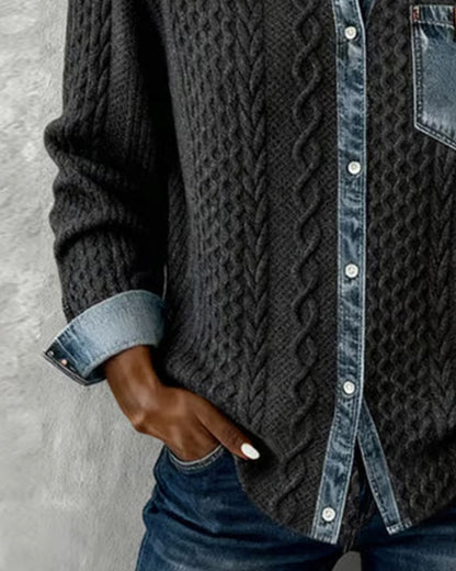 Odette | Camicia a Maniche Lunghe con Dettagli in Denim