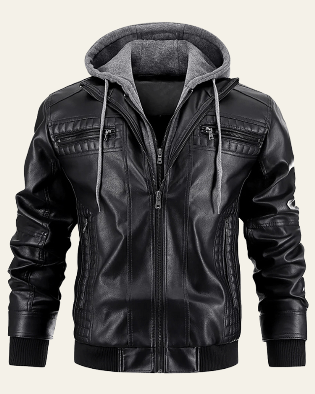 Giacca Biker Uomo con Cappuccio