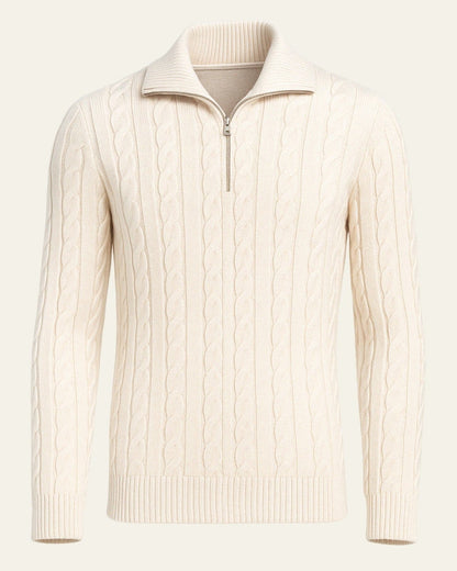 Maglione Uomo Lavorato con Zip in Cotone Pettinato Resistente