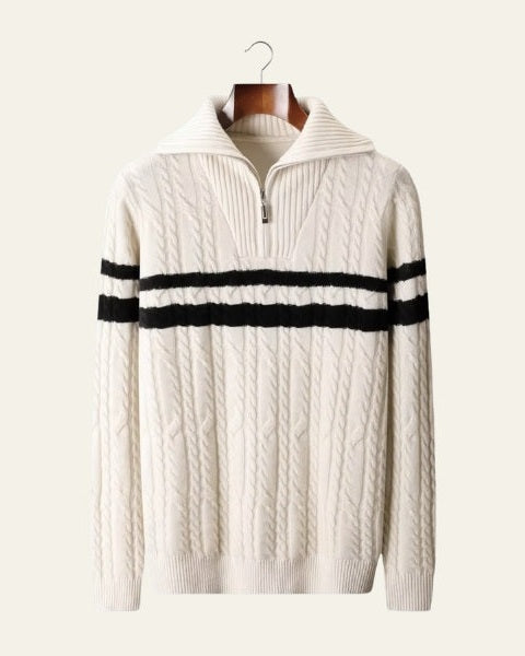 Maglione Uomo in Lana Merino con Zip a Metà Mano Setosa