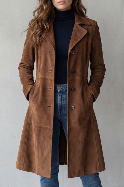 Ornella | Cappotto Lungo Donna Effetto Camoscio