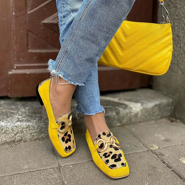 Mocassini Donna Gialli con Stampa Animalier