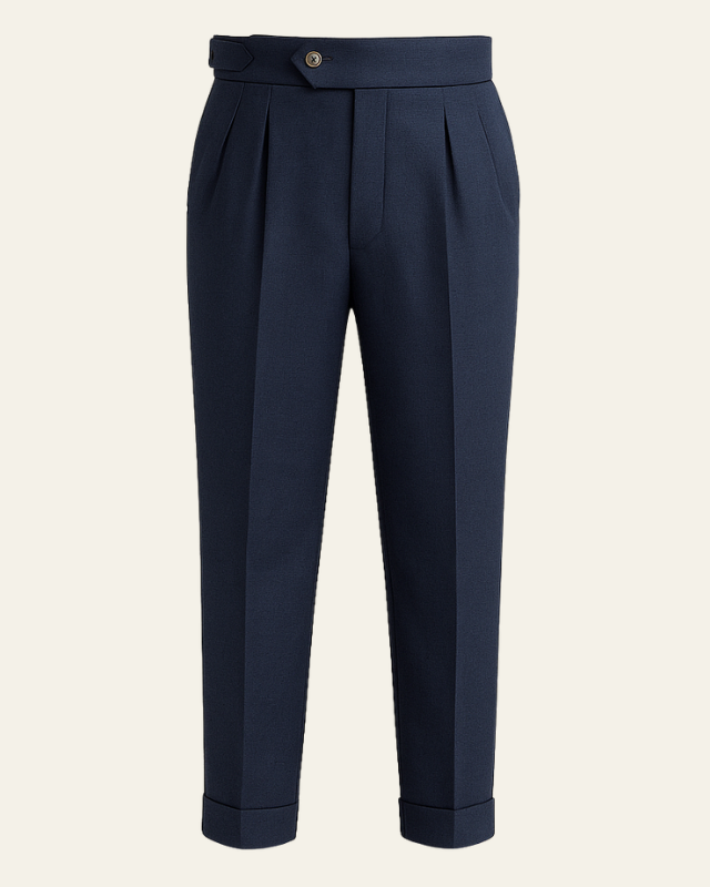 Pantaloni Uomo a Pieghe in Lino e Cotone Traspiranti Comodi