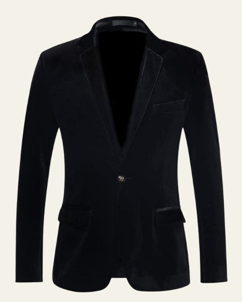 Blazer Uomo Effetto Velluto con Bottone Unico