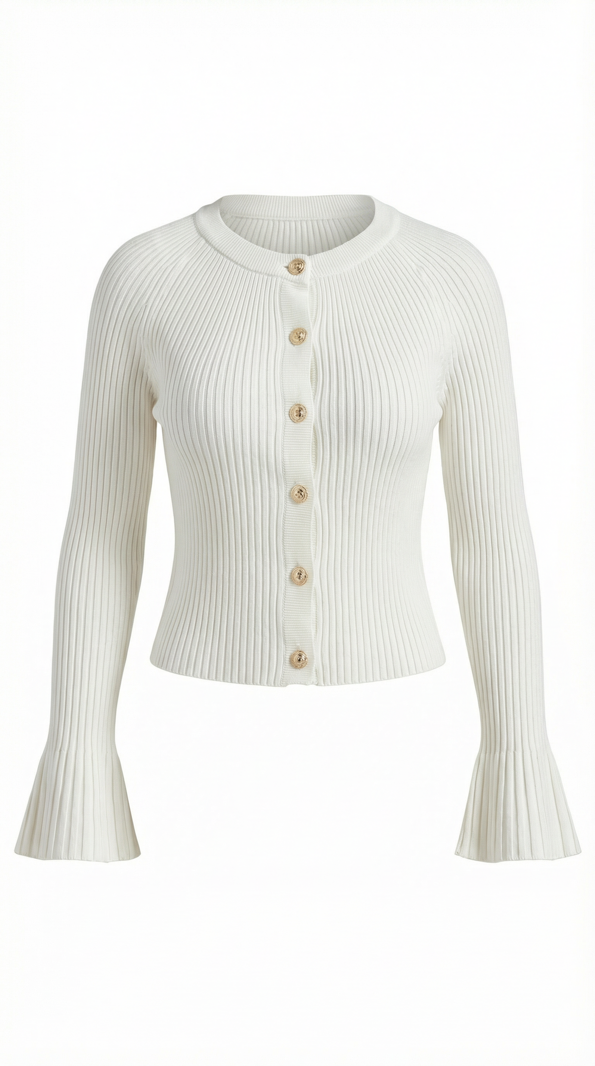 Maglia Donna a Coste con Bottoni