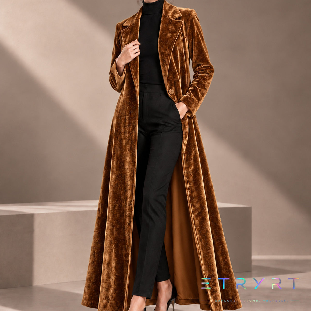 Beatrice | Cappotto Maxi Donna in Velluto Aperto