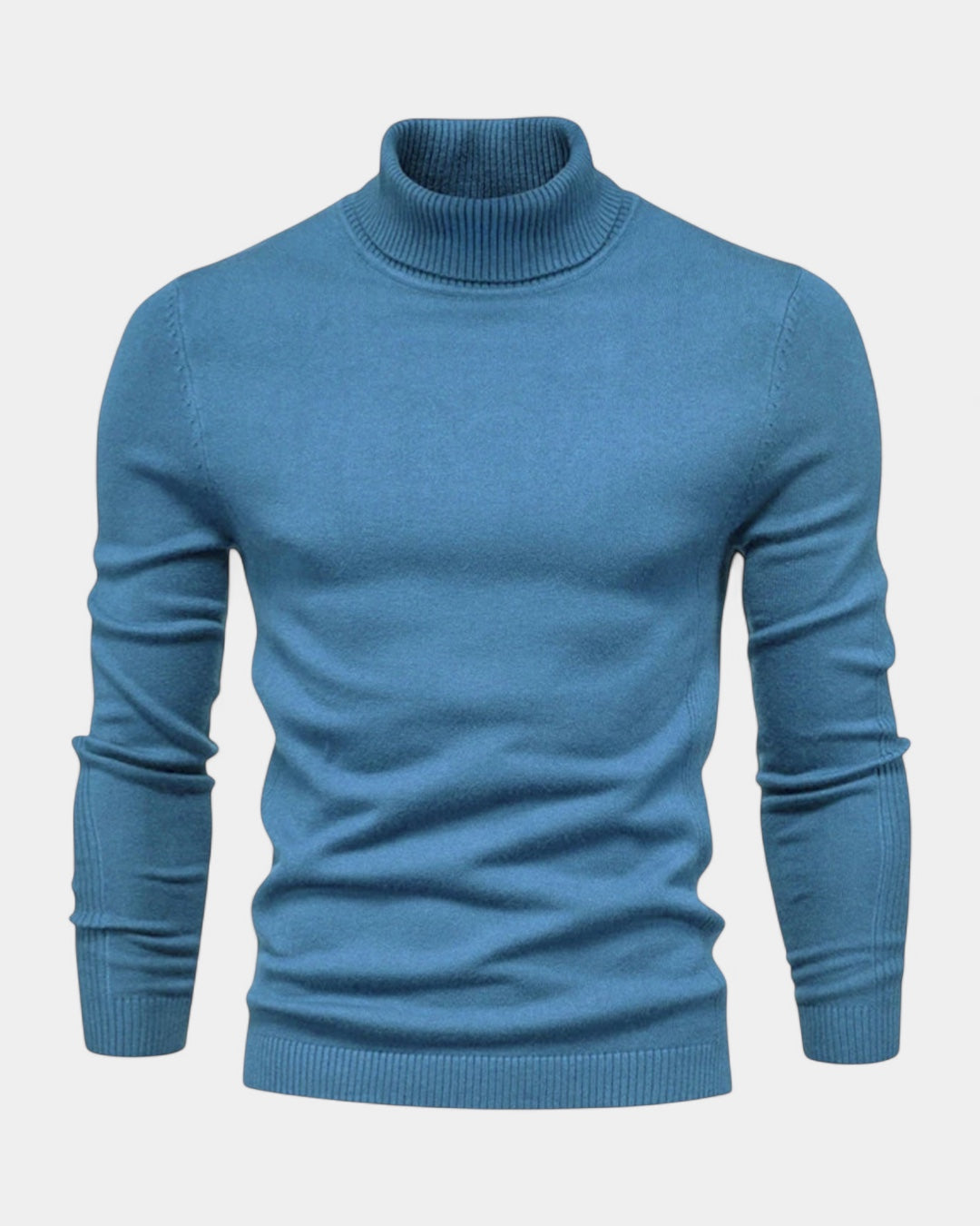 Maglione Dolcevita Uomo a Costine Slim Collo Alto Caldo
