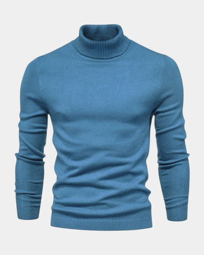 Maglione Dolcevita Uomo a Costine Slim Collo Alto Caldo