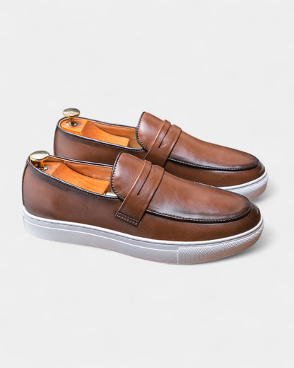 Mocassini Uomo in Pelle Slip-On Profilo Basso Fascetta