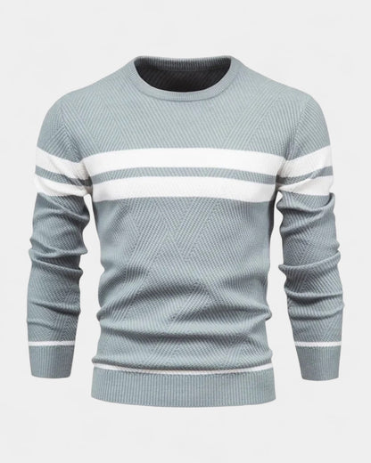 Maglione Uomo a Righe Girocollo Misto Viscosa Cotone Leggero