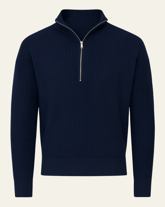 Maglione Uomo a Costine con Mezza Zip