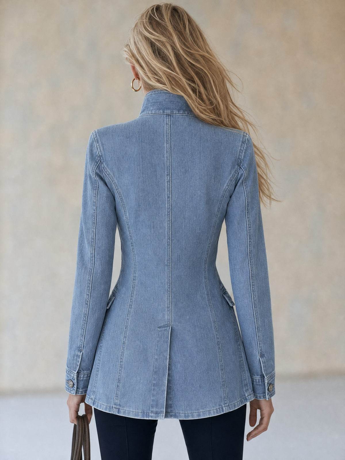 Nadia | Giacca di Jeans Donna Doppiopetto Stile Militare