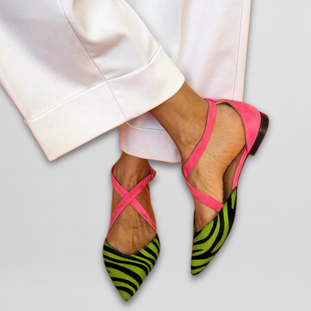 Ballerine Donna con Cinturini Stampa Zebrata
