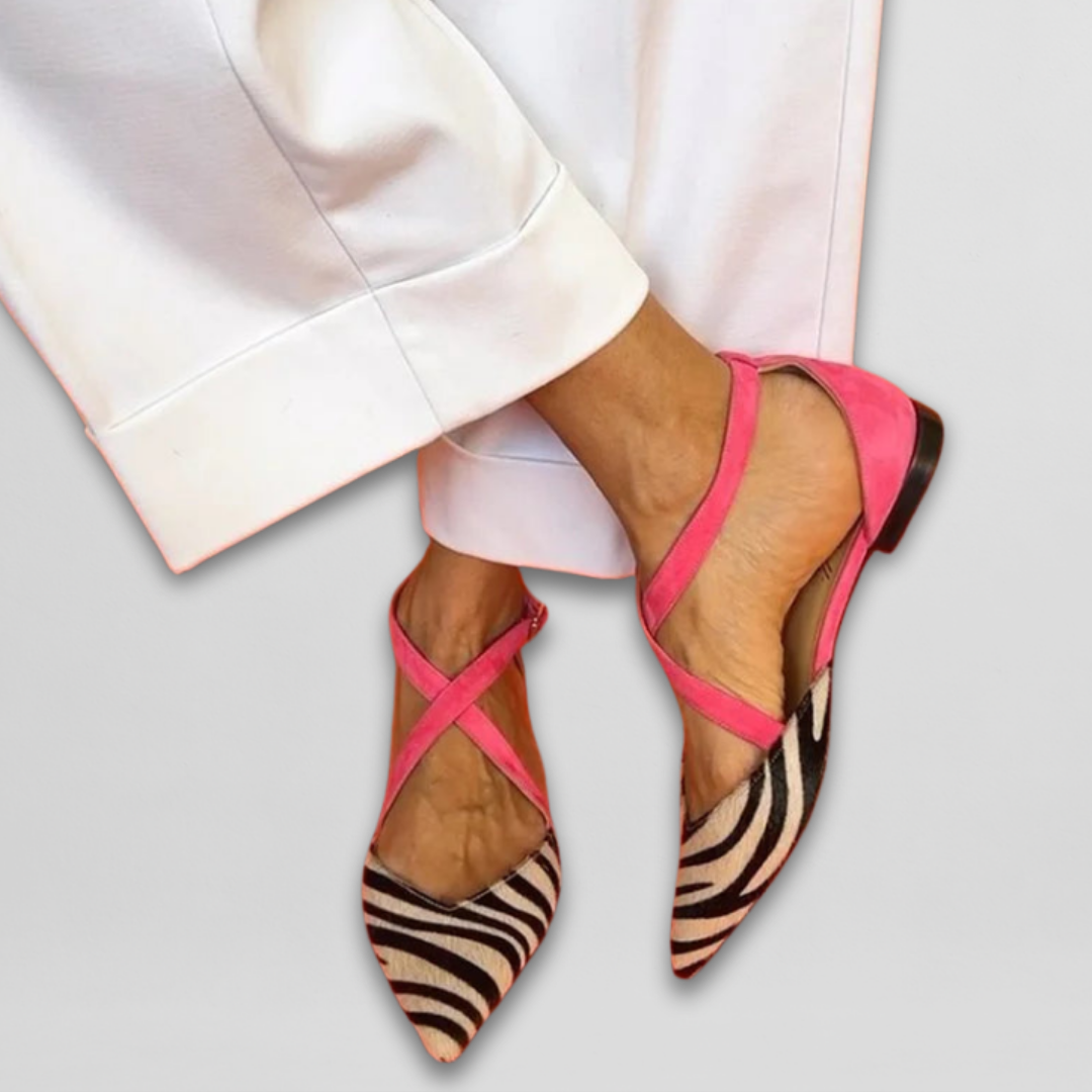 Ballerine Donna con Cinturini Stampa Zebrata