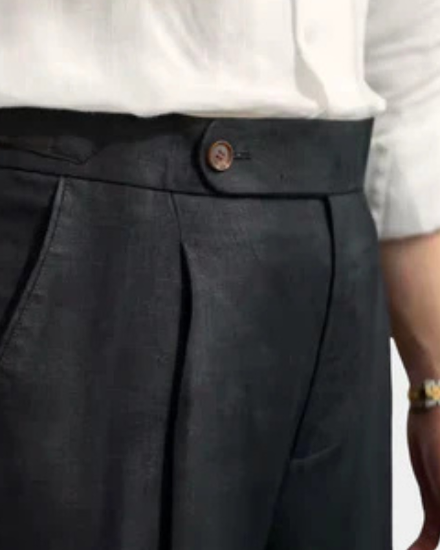 Pantaloni Uomo in Lino a Pieghe Raffinati Traspiranti Estivi