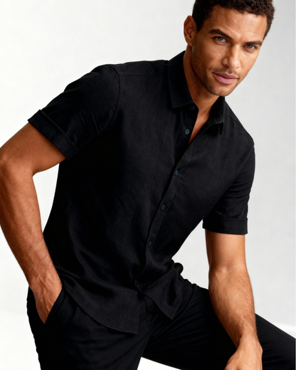 Camicia Uomo Maniche Corte Sobria Leggera Comfort Quotidiano