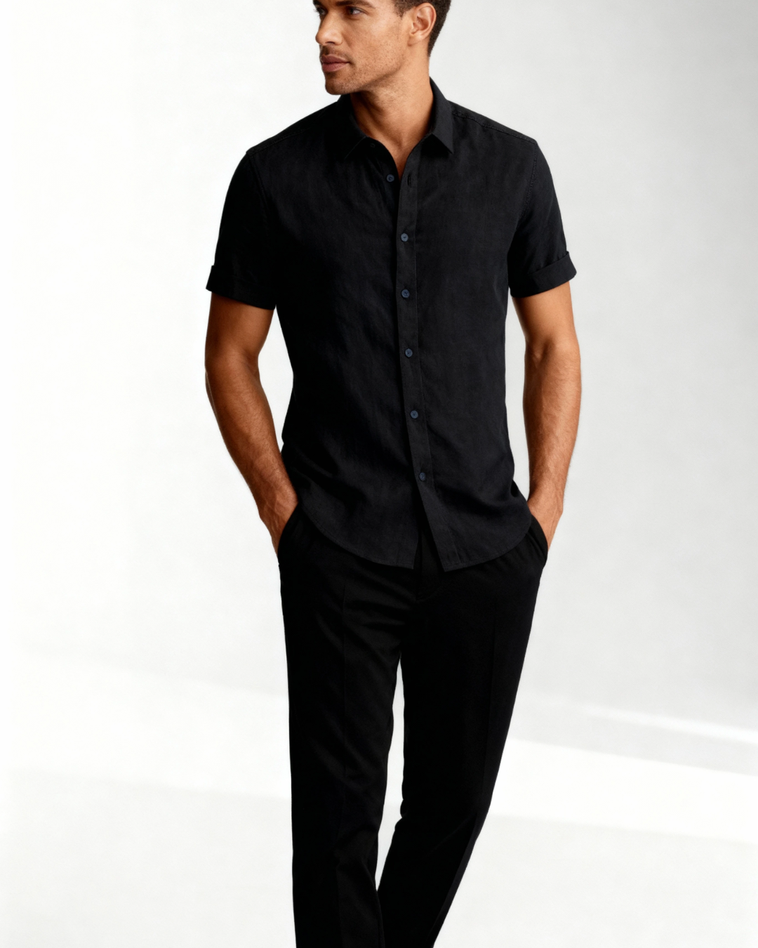 Camicia Uomo Maniche Corte Sobria Leggera Comfort Quotidiano