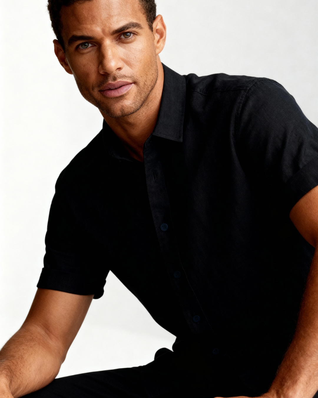 Camicia Uomo Maniche Corte Sobria Leggera Comfort Quotidiano