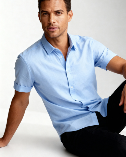Camicia Uomo Maniche Corte Riviera Leggera Sobria Informale