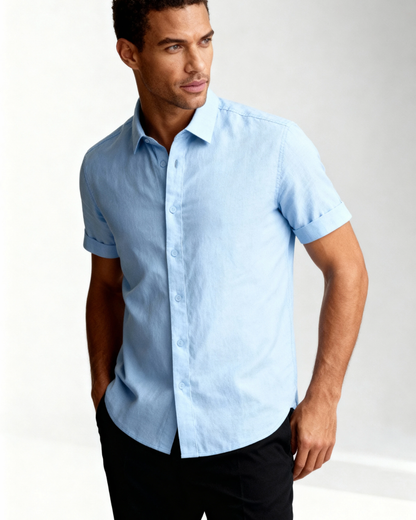 Camicia Uomo Maniche Corte Riviera Leggera Sobria Informale