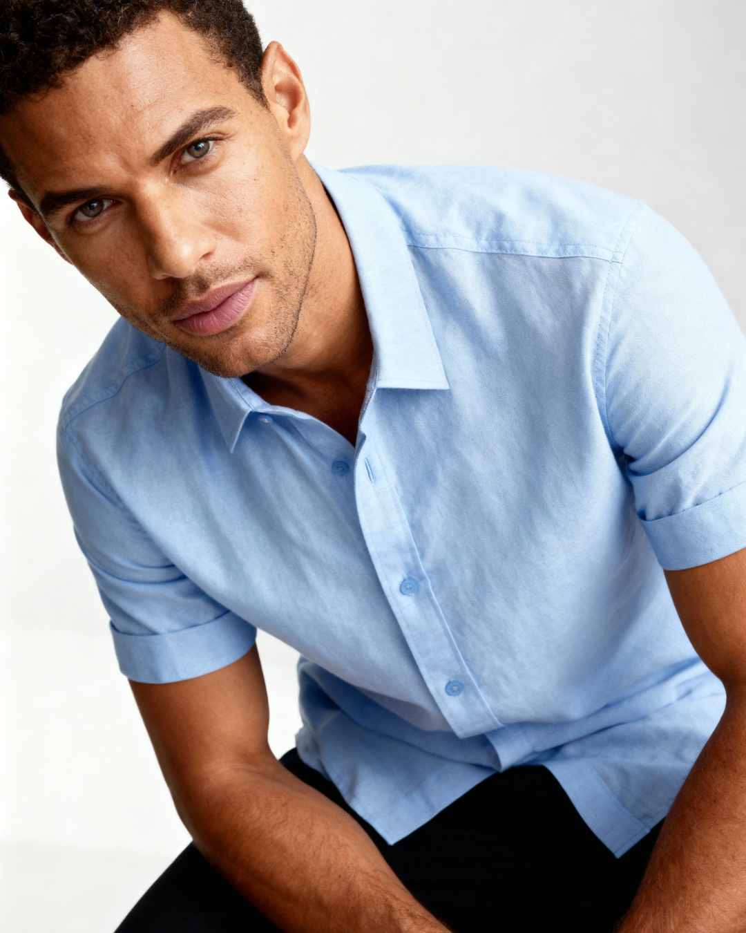 Camicia Uomo Maniche Corte Riviera Leggera Sobria Informale